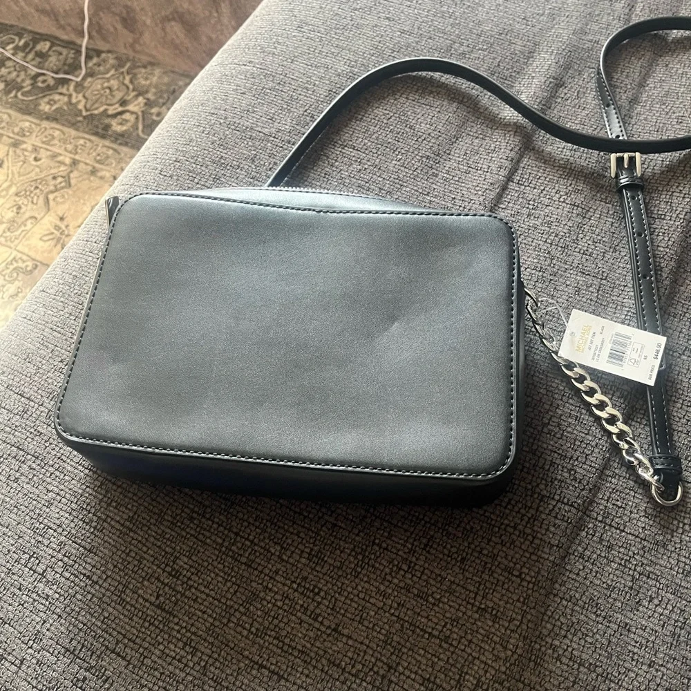 Michael Kors Black Woven Crossbody Bag Jet Set NWT